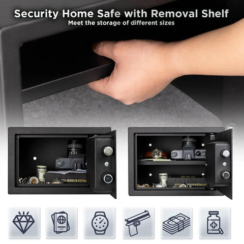 Heavy Duty Cabinet Safe Box With Lock Black Compact Home Safe For Cash And Valuables Small Safe For Home Security open with hand