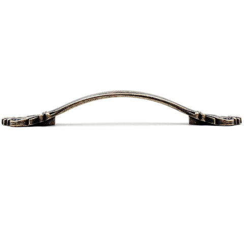 Side view of Antique Bronze Cabinet Handle Pull Ten Pack With 96mm Hole Centers Three And Three Quarter Inch Overall Length 150mm Projection