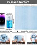Package including Screen Cleaner Spray 200ml For TV Computer Laptop Tablet And Phone Screens With Soft Cloth All In One Cleaning Kit