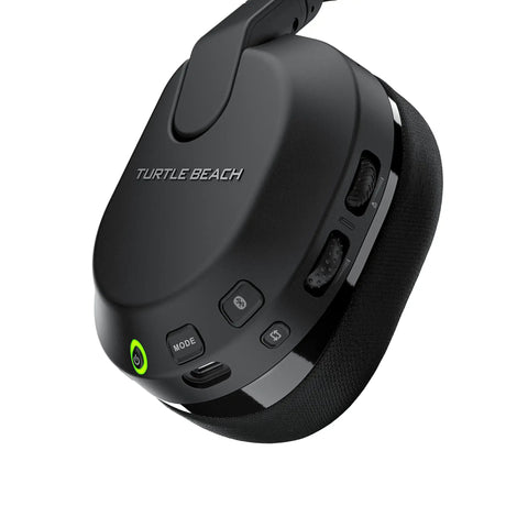 Close-up of black Stealth 600 Wireless Multiplatform Gaming Headset For PS5 PS4 PC And Mobile With Bluetooth Switching, controls visible