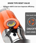 Close-up of the knob type reset valve on a Heavy Duty Hydraulic Gear Puller And Bearing Separator With 30 Ton Force.