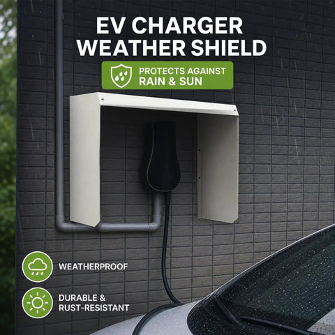 Rock Solid Weatherproof EV Charger Cover Wall Mounted Outdoor Shelter protects EV charger from rain and sun with durable steel.