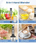 Powerful 1000W Immersion Blender 5 In 1 Handheld Electric Mixer With Food Chopper, Egg Whisk, Milk Frother, and Detachable Parts