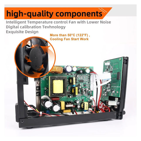 Built Tough Lab Bench DC Power Supply For Dead Reliable Electronics Testing With Precision Dial Controls Offering Adjustable 60V 5A And 30V 10A Output On Any Pro Shop Job Featuring Rock Solid Short Circuit Protection And Overload Shields showing internal components and cooling fan.