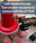 Adjustable LPG regulator for BBQ grills with left-handed threads
