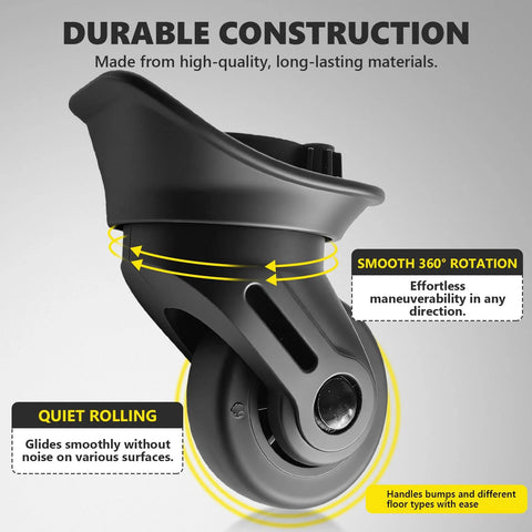 Universal Luggage Wheels Replacement Kit For Spinner Suitcases 360 Degree Rotating Caster close-up view with smooth rotation