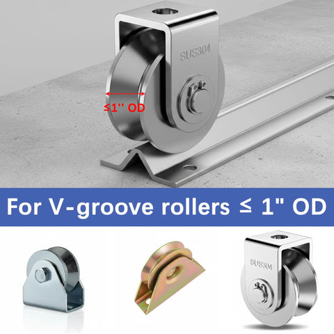 Heavy Duty Top Tier 6Ft V Track Rail Galvanized Steel Sliding Driveway Gate Hardware Rust Resistant Guide For Rolling Doors Smooth Ride Built Tough Yard Essential, showcasing SUS304 V-groove roller and track.