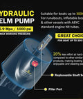 Hydraulic Helm Pump for Plug And Play Hydraulic Steering Kit For Single Outboard Boats Up To 300Hp, 6.9 Mpa, suitable for runabouts.