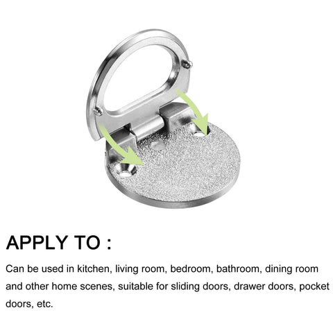 Flush Ring Pull Handles Set Of 3 43.5mm Zinc Alloy Dark Silver Flush Pull Slam Latch with open handle for doors and drawers.