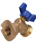 Top Tier 1/4 Inch Solid Brass Quarter Turn Ball Valve Heavy Duty Plumbing Replacement For Toilets And Showers, blue handle view.