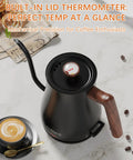 Top view of a matte black Gooseneck Electric Kettle With Built In Thermometer 0.8L 1200W Fast Heat For Coffee And Tea
