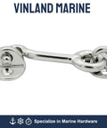 Bulletproof 316 Marine Grade Stainless Steel Hook And Eye Latch For Sailboat Doors Hatches And Bulkheads with polished finish.
