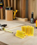 Pro Level Texture Sponge Paint Rollers Deliver A Knockout Exterior Finish Adapts Smoothly To Rough Walls Hassle Free Coating Grab The Yellow 40 Piece Set Today in a workshop setting, showcasing a yellow sponge roller set.