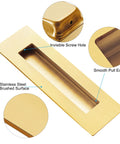 6 Inch Recessed Finger Flush Door Pulls For Pocket And Sliding Barn Doors In Brushed Gold Stainless Steel with smooth edges