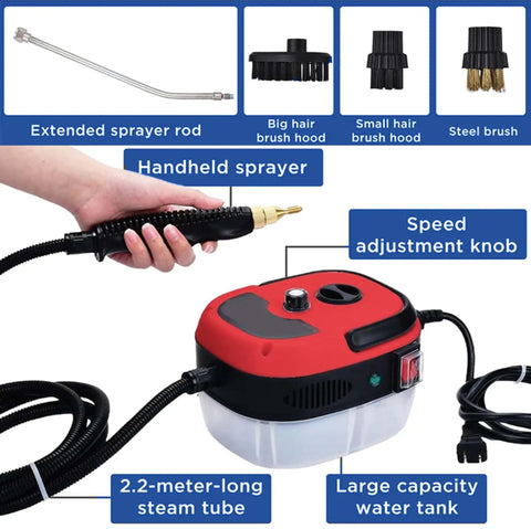 Piudoiliy 2500W Handheld Steam Cleaner Hits 105°C High Pressure In Just 10 Seconds with handheld sprayer and nozzles.