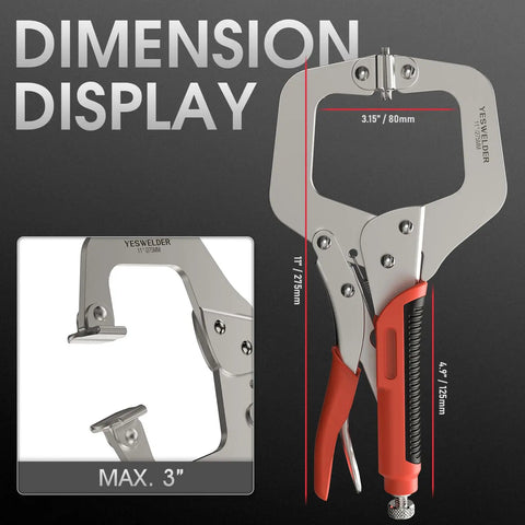 Two Pack 11 Inch C Clamp Set With Locking Jaws Heat Treated Chrome Plated Alloy Steel For Heavy Duty Home Workshop Use