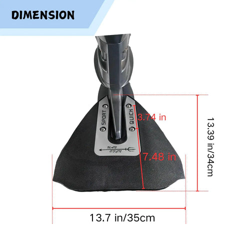 Product dimensions of Hydrofoil Stabilizer With Whale Tail For Small Outboard Motors And Outdrives, black with measurement details.