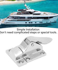 Rock Solid 316 Stainless Steel Marine Latches Lockable Door Clamps For Boats Yachts And Rv Heavy Duty Hatch Catches With Mirror Polish Finish Built Like A Tank Premium Grade Two Pack latch close-up with yacht in background