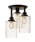 Three Light Bronze Semi Flush Mount Ceiling Light With Seeded Glass Shades For Kitchen Bath Bedroom And Closet Led Bulbs Compatible Rustic Oil Rubbed Bronze Vibe