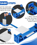 Infographics showing usage steps for 7.87 Inch Steel Bending Brake Manual Sheet Metal Bender For 0 To 90 Degrees mini brake tool