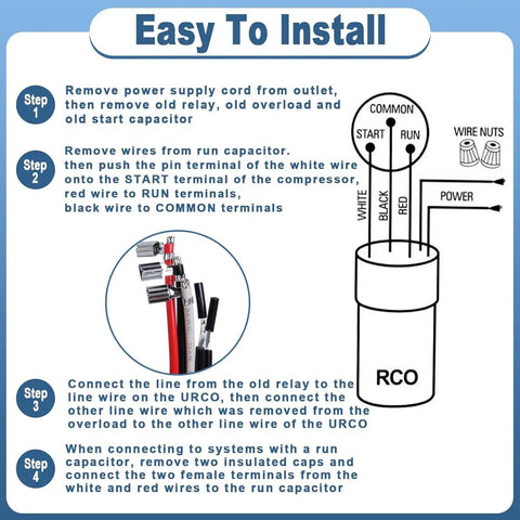 Installation guide for Dead Simple 3 In 1 Hard Start Kit For Refrigerators And Freezers With Heavy Duty Relay Overload Protector.