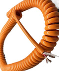 Heavy Duty Coiled Extension Cord Designed Badass Tough With Rock Solid 17 Awg Copper And Oil Resistant Polyurethane That Reaches Six Meters for gritty jobs, detailed view.