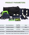 Automatic Pipe Cutting Machine Electric 1000W 1750W High Torque 3200 RPM Pipe Cutter For Stainless Steel Copper Brass PVC Iron Tubes Model 400 Pro Grade Heavy Duty Cutter For Home Shop And Jobsite with cutting accessories and black bag.