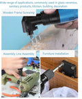 Pneumatic Right Angle Grinder With 9000 RPM air motor used for wood frame screwing and furniture installation.