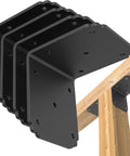 Beefy 4x4x3.5 Pergola Brackets Heavy Duty L Brackets For Wood 4 Pack installed on wooden pergola beam, 800 lbs capacity, 4mm angle iron