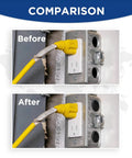 Comparison image showing before and after installation of 205 Piece Assorted Waterproof Rubber Wire Grommet Kit For Automotive Panels And Electrical Enclosures In Seven Precision Sizes Featuring Slick Edge Cutting And Hella Durable Construction For Sweet Cable Management Upgrades.