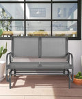 Two Person Swing Glider Chair 48 Inch Spacious Outdoor Lounge Bench For Patio Backyard Poolside Lawn Indoor Use Durable Steel Frame Weatherproof Fabric Cozy And Chill on patio