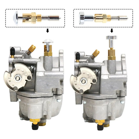 Premium Adjustable Multi Gear Motorcycle Carburetor Choke Plunger With Hand Pull Throttle Screw For Quick Strike Ignition and Smooth Grease Monkey Style Tuning Upgrades showcasing plunger and carburetor.