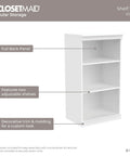 Versatile Modular Storage Shelf With Three Adjustable Shelves Stackable Closet Organizer featuring full back panel and decorative trim.