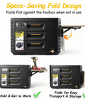 Foldable Heavy Duty Work Table For StackTech Toolbox Systems Portable Side Workbench Attachment With 50 Lb Load Capacity attached to toolbox