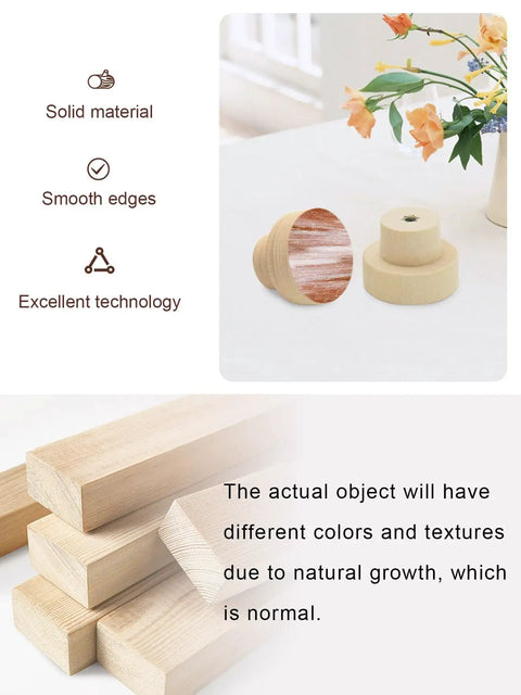 Close-up of 2-Pack Real Solid Beech Wood Cabinet Knobs with Kickin Red Brushstroke Painting and Misty Foggy Grey Details