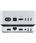 Premium Mac Mini M4 Dock With 80Gbps Usb C Hub And Solid Aluminum Base Featuring 2Tb Nvme Ssd Upgrading To 8Tb Plus 2.5G Lan And Sd 4.0 Slots For Creative Grind And Plug And Play Flow That Slaps rear ports layout showing HDMI, USB, and LAN connections.