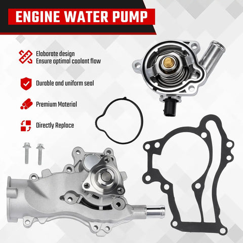Badass Water Pump Thermostat Housing Kit Coolant Assembly Replacement Fit Buick Encore Chevy Cruze Sonic Trax 14L Turbo pieces.