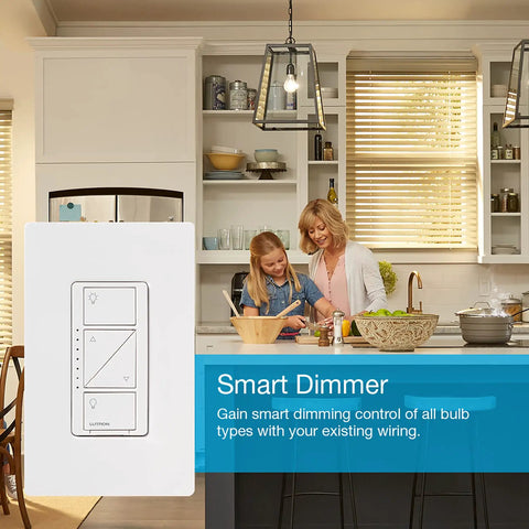 Smart Dimmer Switch With Wall Plate For Led Lights Up To 150 Watts Single Pole Or 3 Way No Neutral Required in kitchen