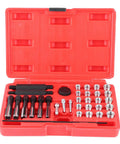 Pro Grade Glow Plug Thread Repair Kit 33 Piece Steel Set With M8x1 M10x1 M10x1.25 M12x1 M12x1.25 M14x1 taps in red case