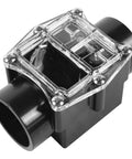 Kickin Flow CR2 Check Valve 2 Inch Pool And Spa Plumbing Replacement featuring a clear sight glass and durable black body.