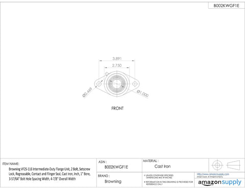 One Inch Bore Two Bolt Flange Mount Pillow Block Ball Bearing Housing With Rock Solid Cast Iron Construction dimensions and angles diagram