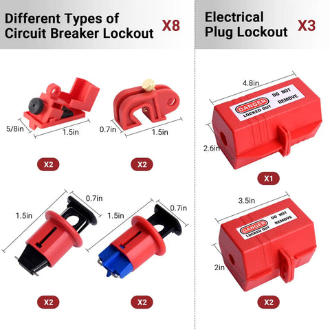 Ultimate Pro Grade LOTO Kit For Electrical Safety With 56 Piece Set Including Clamp On Breaker Lockouts and Plug Lockout Devices