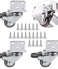 1 Inch Swivel Plate Casters With Brake, L Bracket Side Mount, TPR Rubber Quiet Mute Casters For Furniture Replacement, with screws