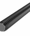 Side view of a 5-inch black oxide all-thread stud rod with 1/2-13 threads.