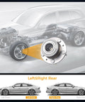 2Pcs 512271 Rear Wheel Hub Bearing Assembly Heavy Duty Replacement close-up of rear hub on a car showing fitment details.