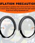 2 Pack Self Sealing Fat Bike Inner Tubes For 20x2.5 To 3.0 Tires With 32mm Schrader Valve, showing inflation position guide
