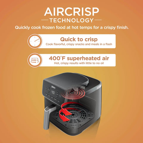 Game Changer 5 Quart Air Fryer With 5In1 Cook Functions For Insanely Crispy Results At 1750 Watts Leveraging Air Crisp Superheated Tech sleek design with 400F temp indicator.