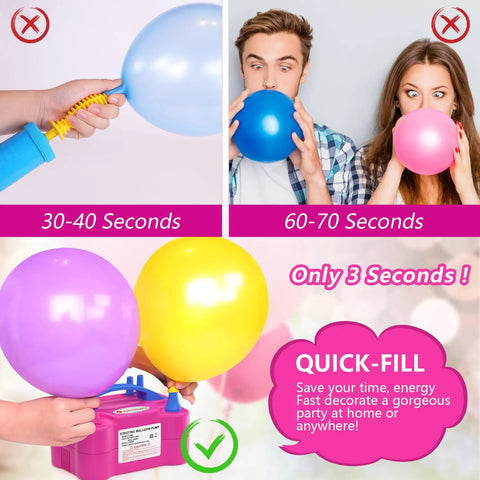 High Speed Electric Balloon Pump And Portable Balloon Blower For No Sweat Party Setup With Slick Plug And Play Action And Rock Solid Performance For Weddings Birthdays And Festivals, inflating balloons in only 3 seconds.