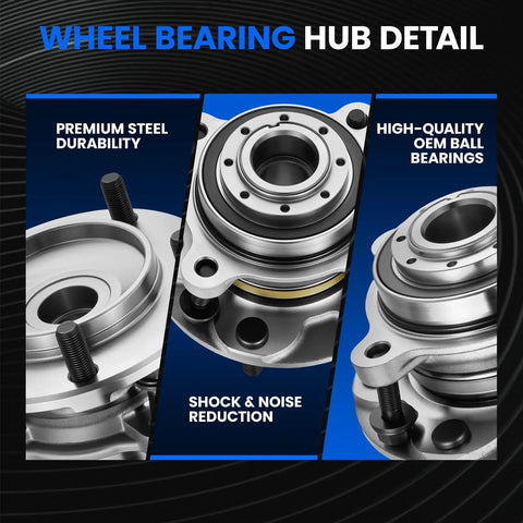 Front Wheel Bearing Hub Assembly for Toyota Sequoia Tundra Rock Solid Replacement showing premium steel durability and high-quality OEM ball bearings.