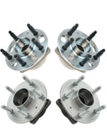 Heavy Duty 4 Pack Front And Rear Wheel Hub Bearing Assemblies Built Tough For Daily Drivers No Hassle Bolt On Fit Premium Grade Ball Bearings Replaces 13502886 53800223 with metallic finish and visible studs.